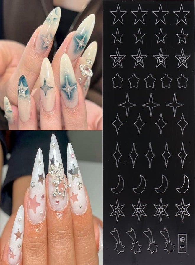 Fcozpjk Airbrush Stencil for Nails 10 Sheets Heart Nail Charms Butterfly Bear Stars Hollow Nail Sticker Airbrush Templates French Manicure Tips Molds Nail Salon Supplies… - Image 4